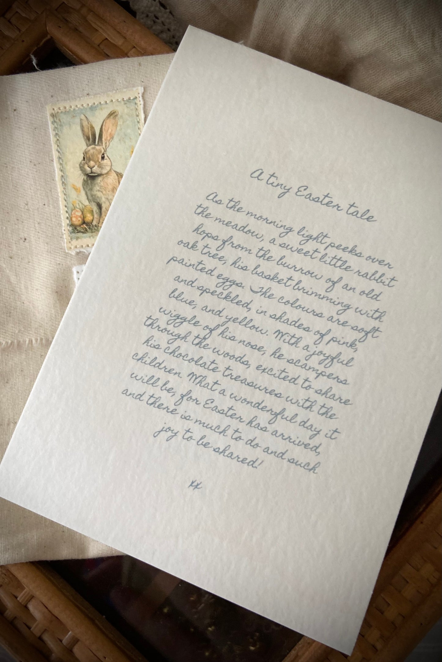 Letter from the Easter Bunny with Handmade Fabric Envelope | Blue