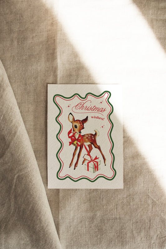 Reindeer | Green + Red | A Vintage Retro Christmas | Artisan Card