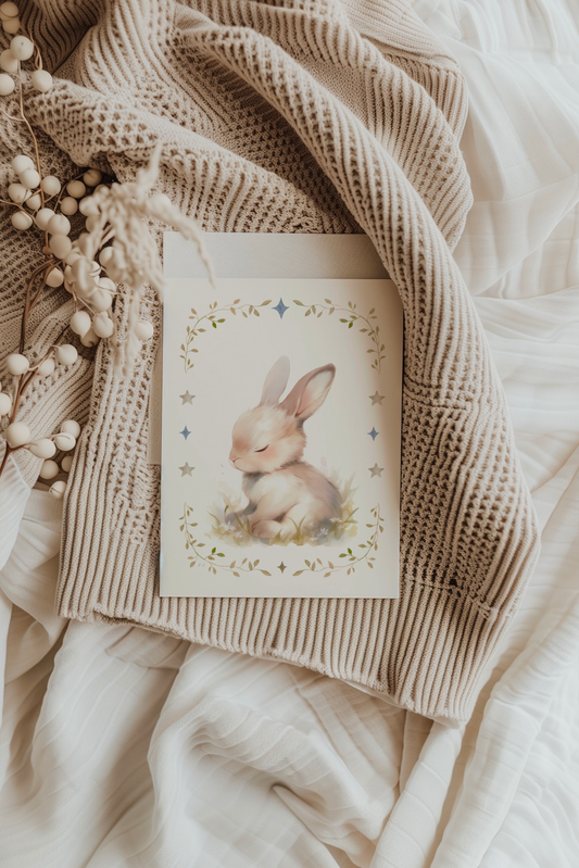 Sleepy Bunny | Blue | Artisan Card