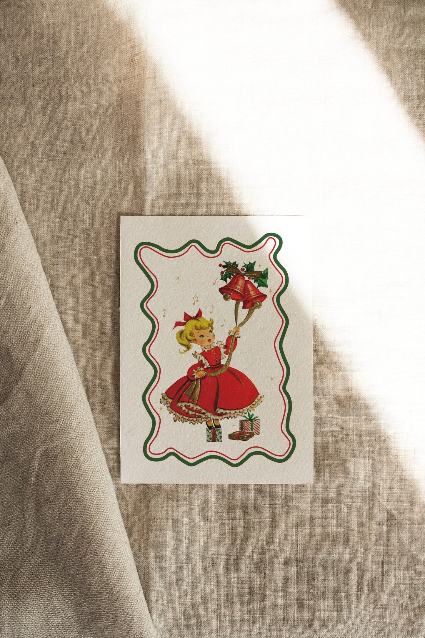 Bell Girl | Green + Red | A Vintage Retro Christmas | Artisan Card