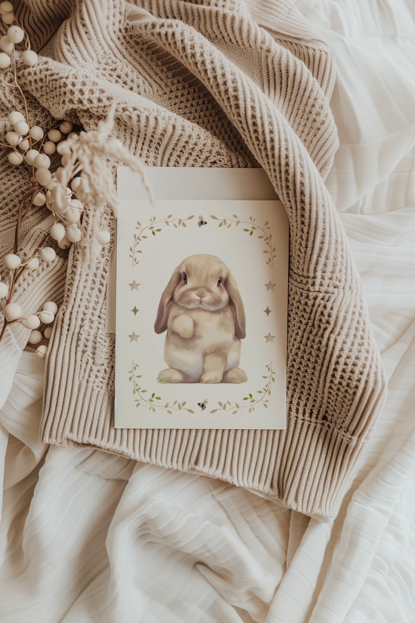 Neutral Bunny Rabbit | Artisan Card