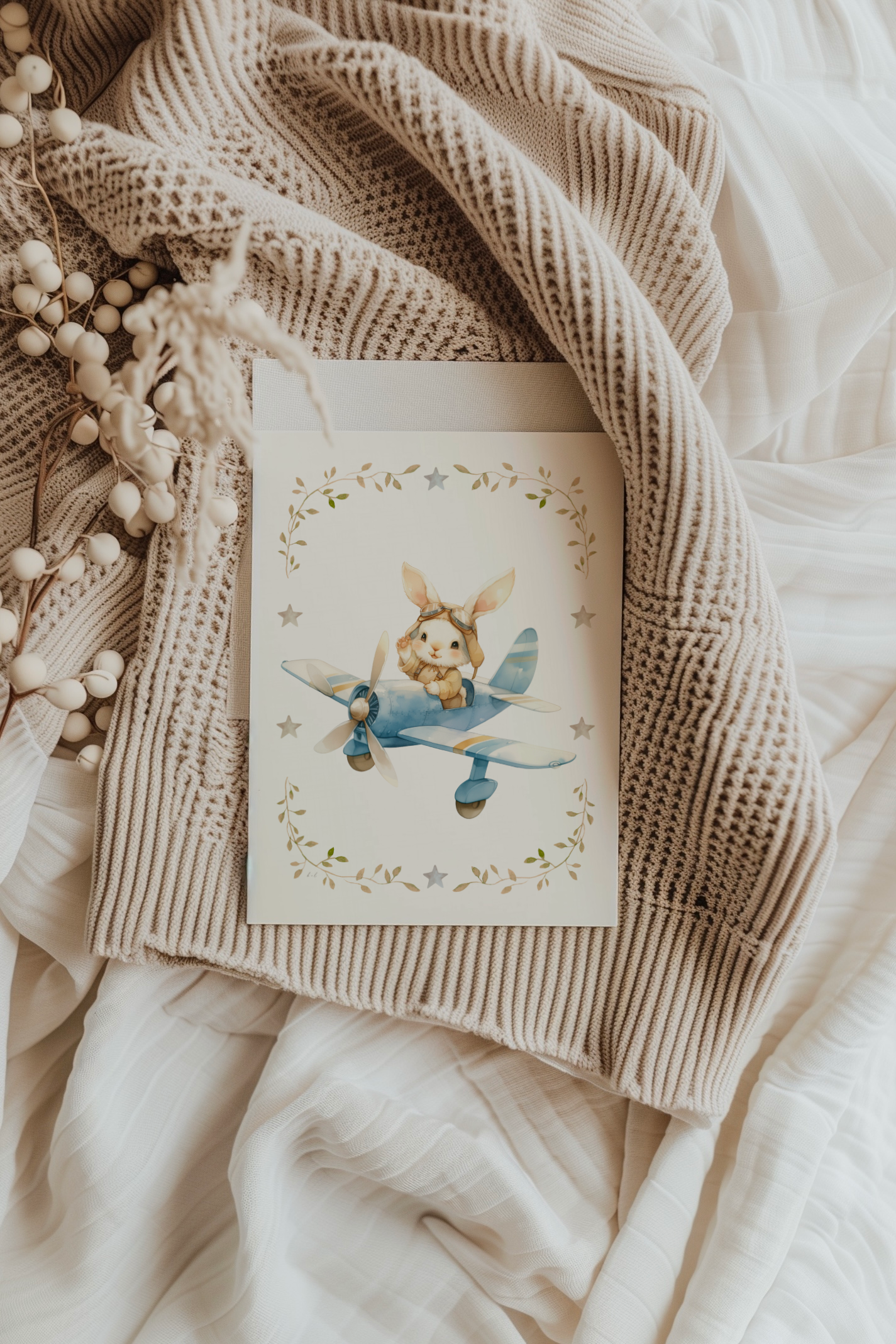 Bunny Rabbit Flying His Airplane | Artisan Card