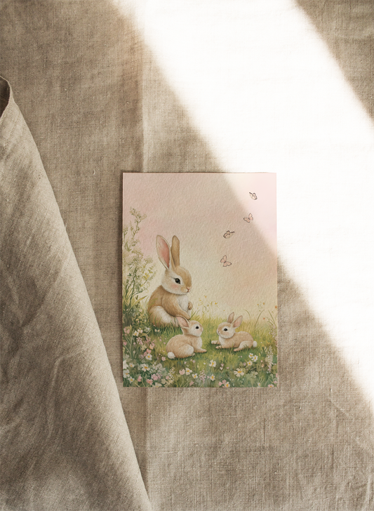 Bunny Family | Pink | Artisan Easter Cards