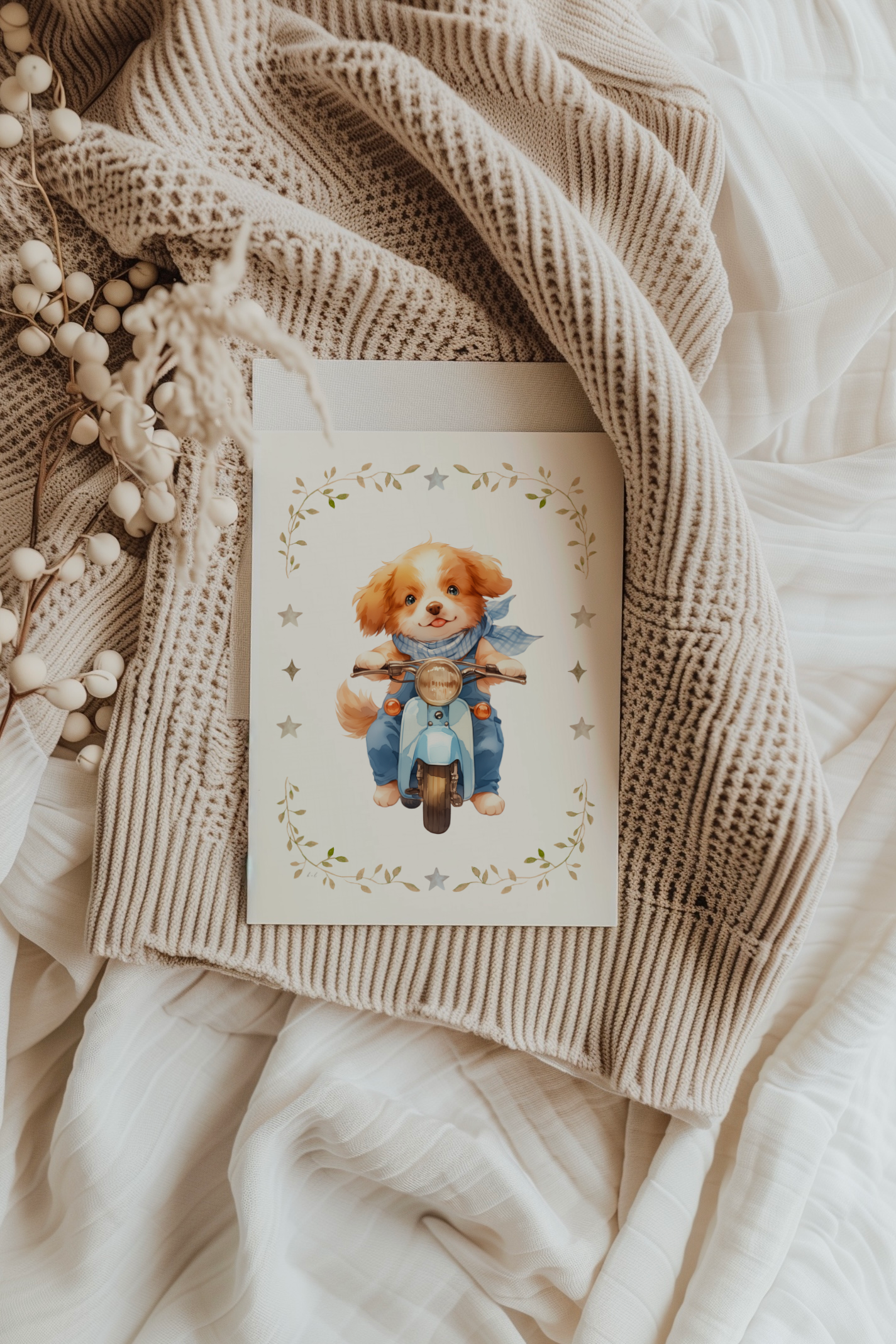 Puppy Dog on a Motorbike | Artisan Card