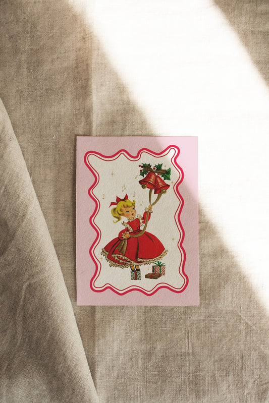 Bell Girl | Pink + Red | A Vintage Retro Christmas | Artisan Card