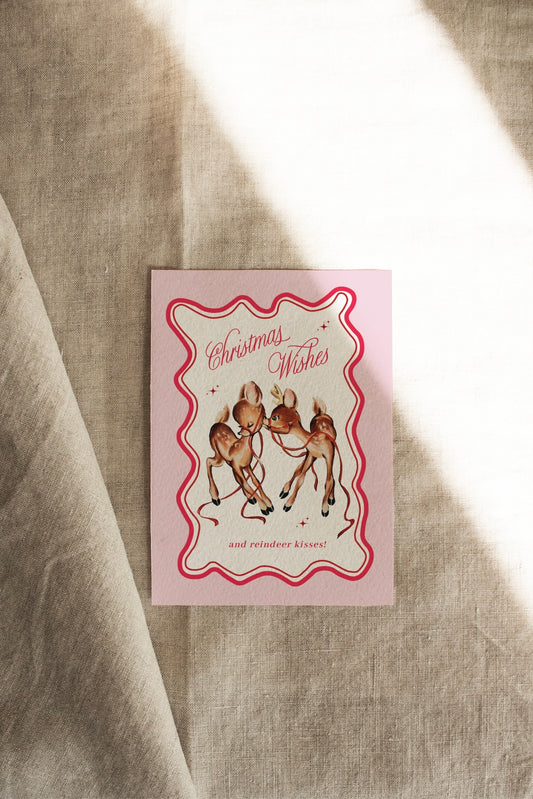 Reindeer Kisses | Pink + Red | A Vintage Retro Christmas | Artisan Card