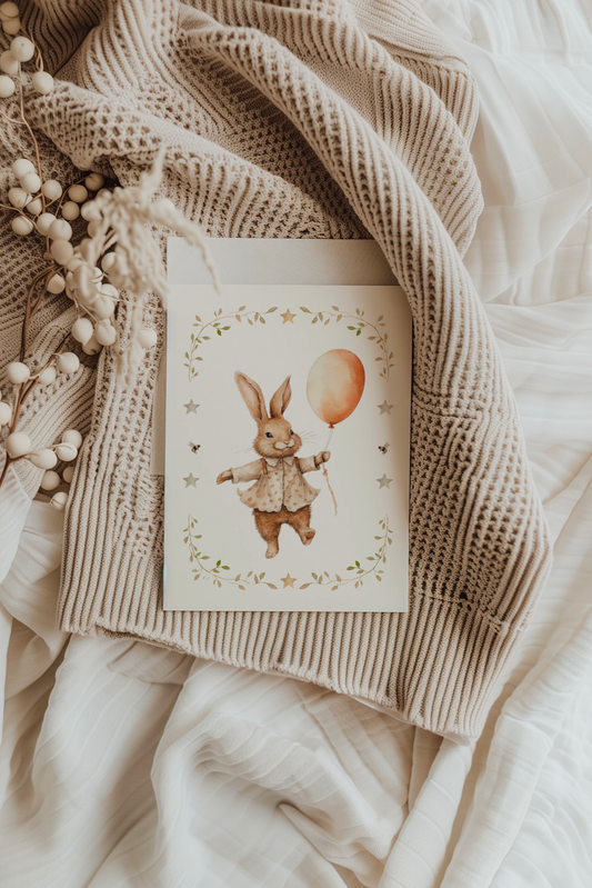 Birthday Bunny Rabbit + Balloon | Artisan Card