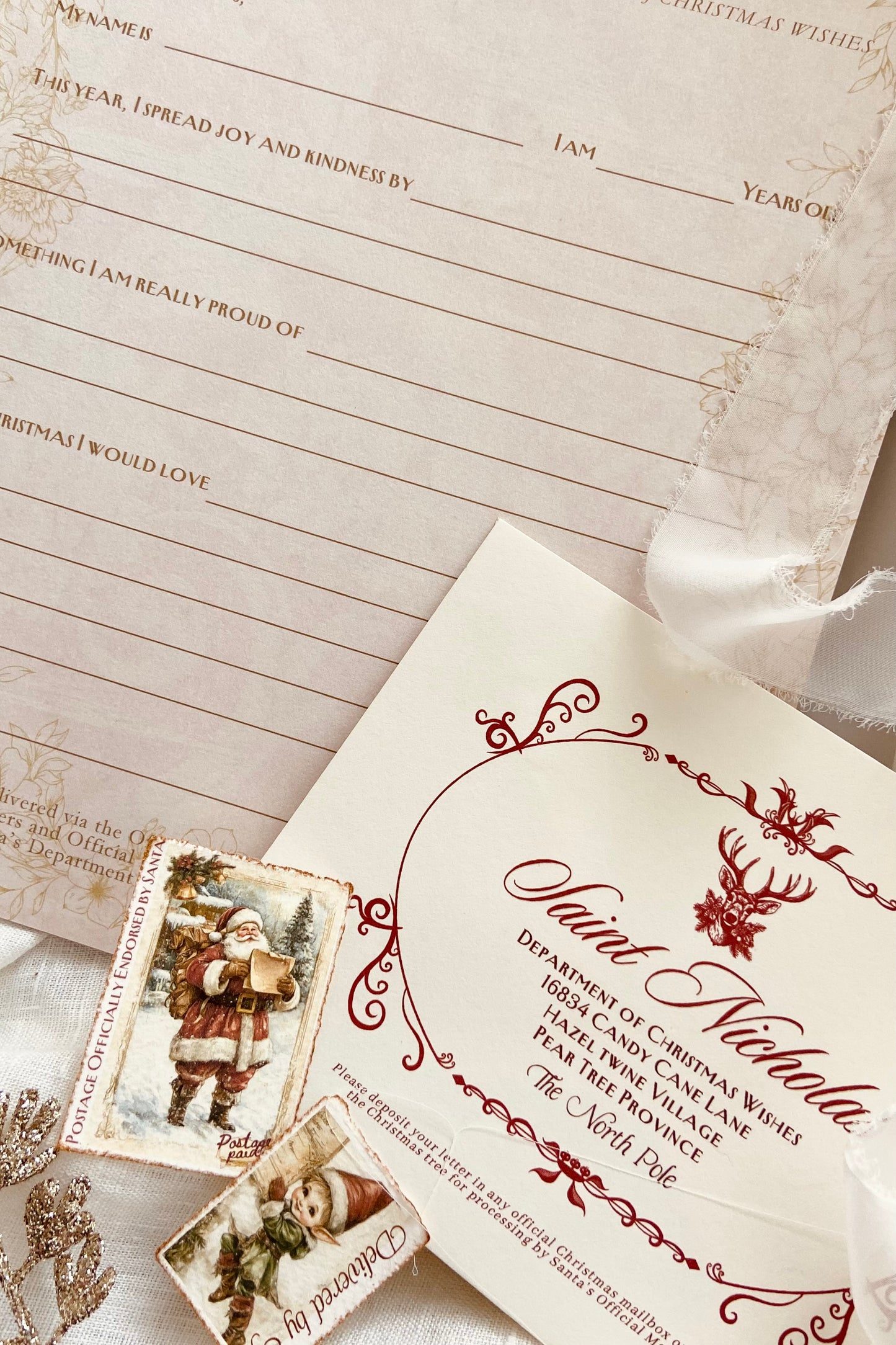 Write a Letter to Santa | Includes Envelope + Vintage Stamps