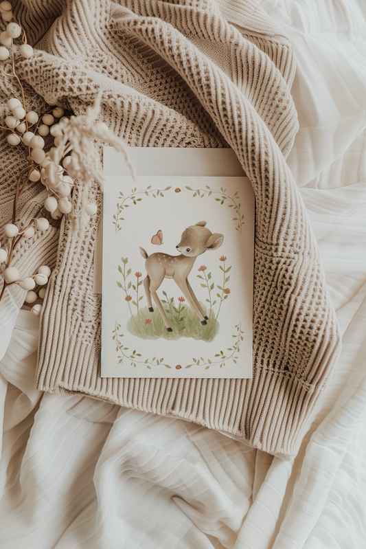 Fawn, Butterfly + Blooms | Artisan Card