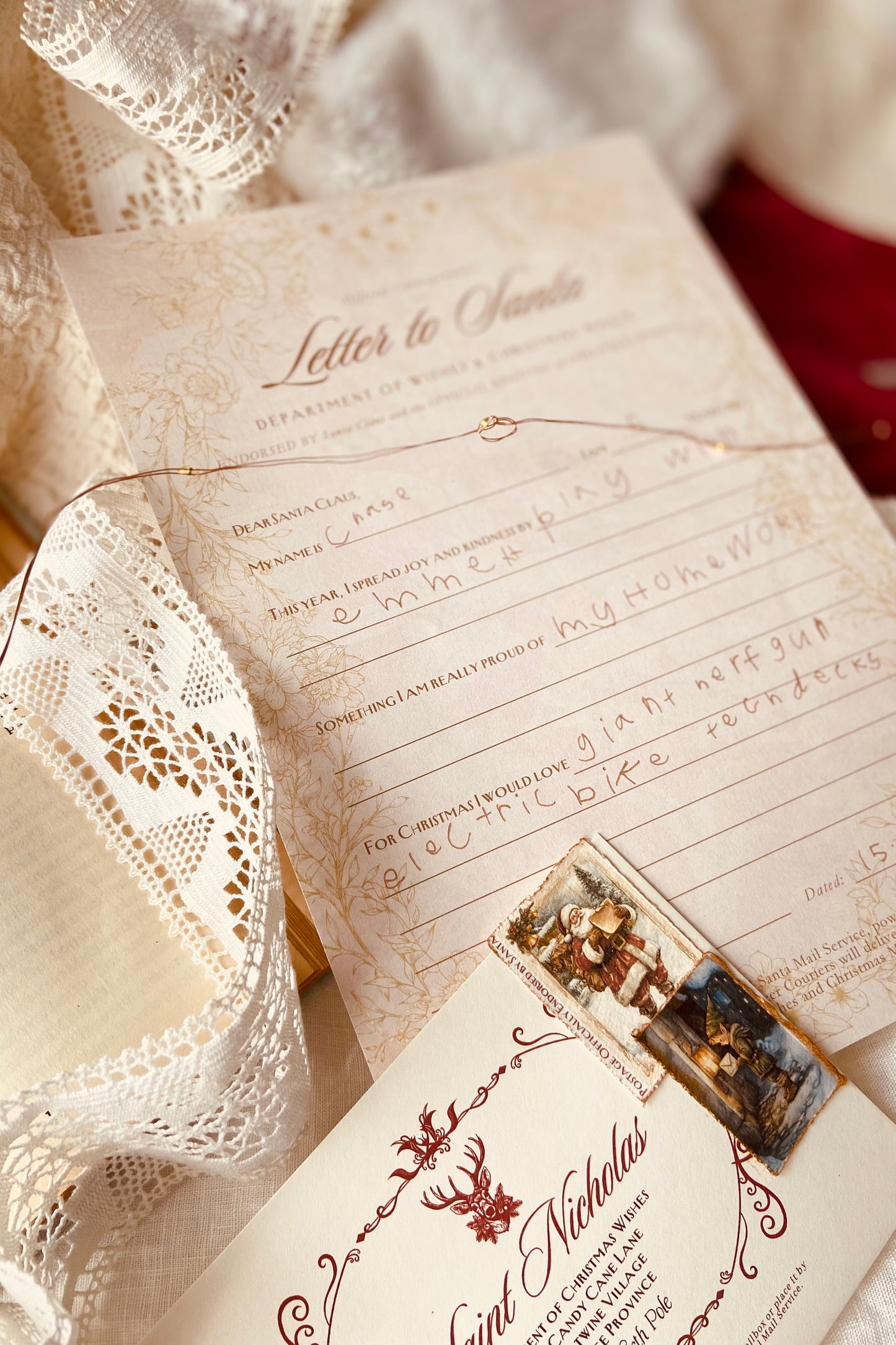 Write a Letter to Santa | Includes Envelope + Vintage Stamps