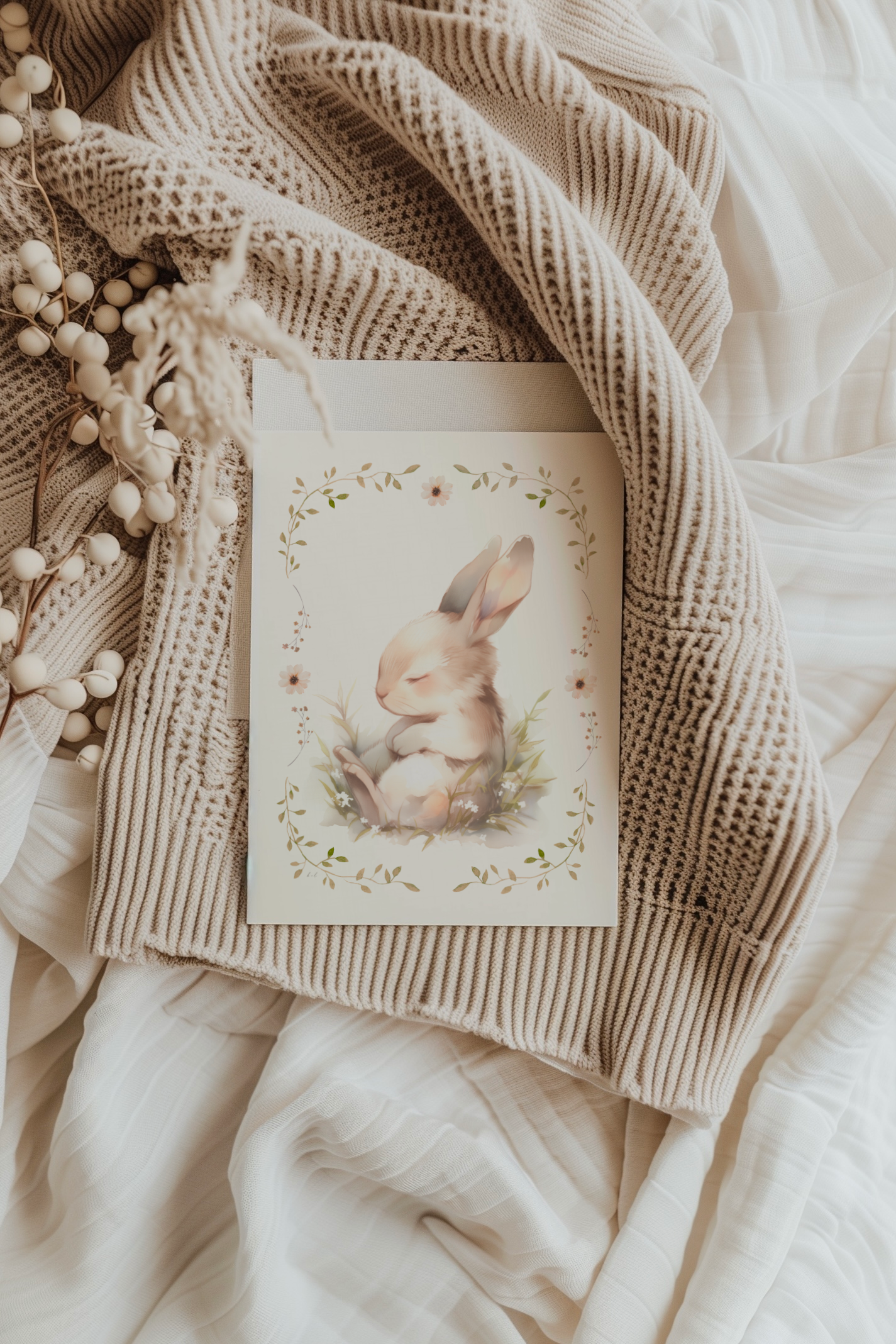 Sleepy Bunny | Pink | Artisan Card