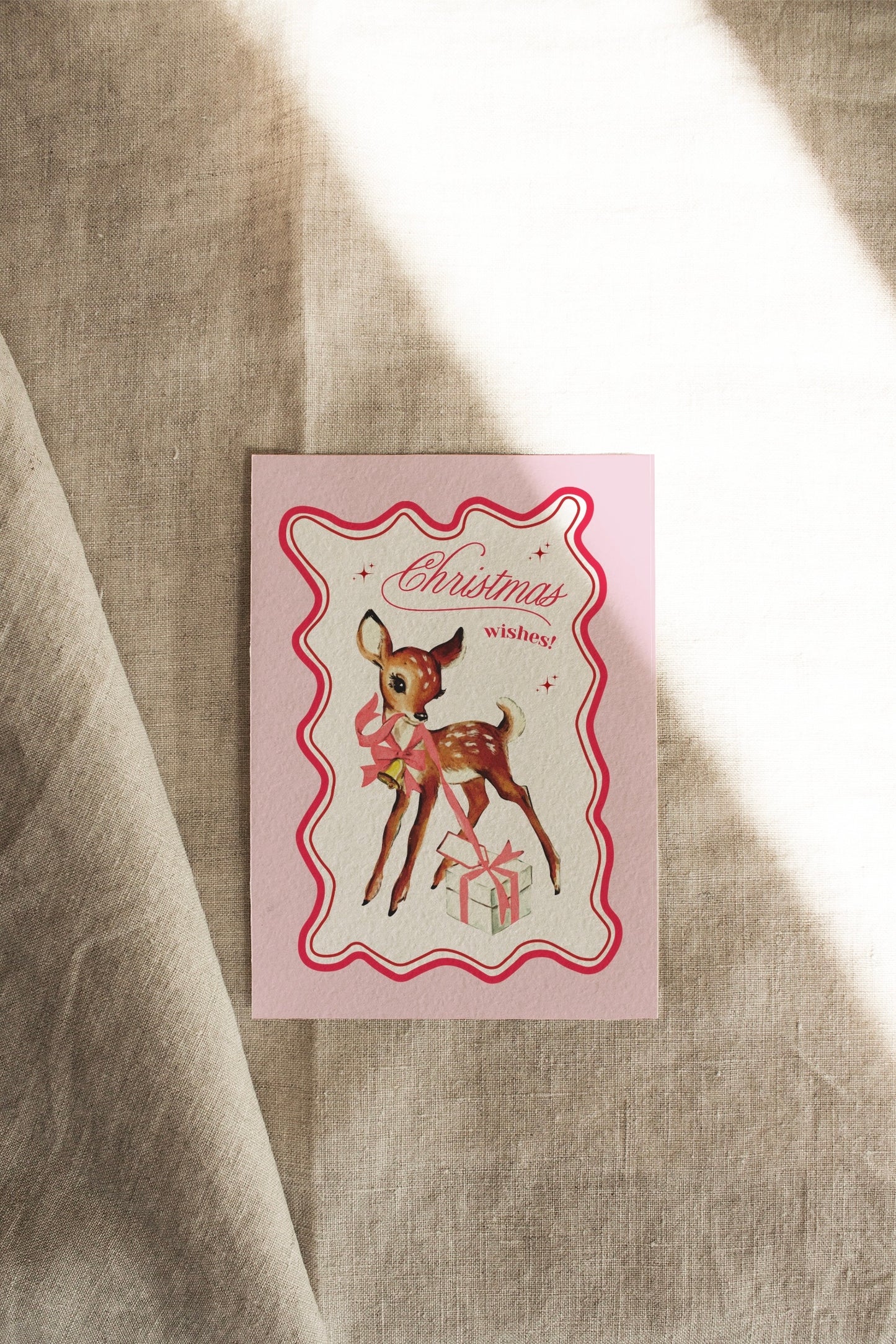 Reindeer | Pink + Red | A Vintage Retro Christmas | Artisan Card