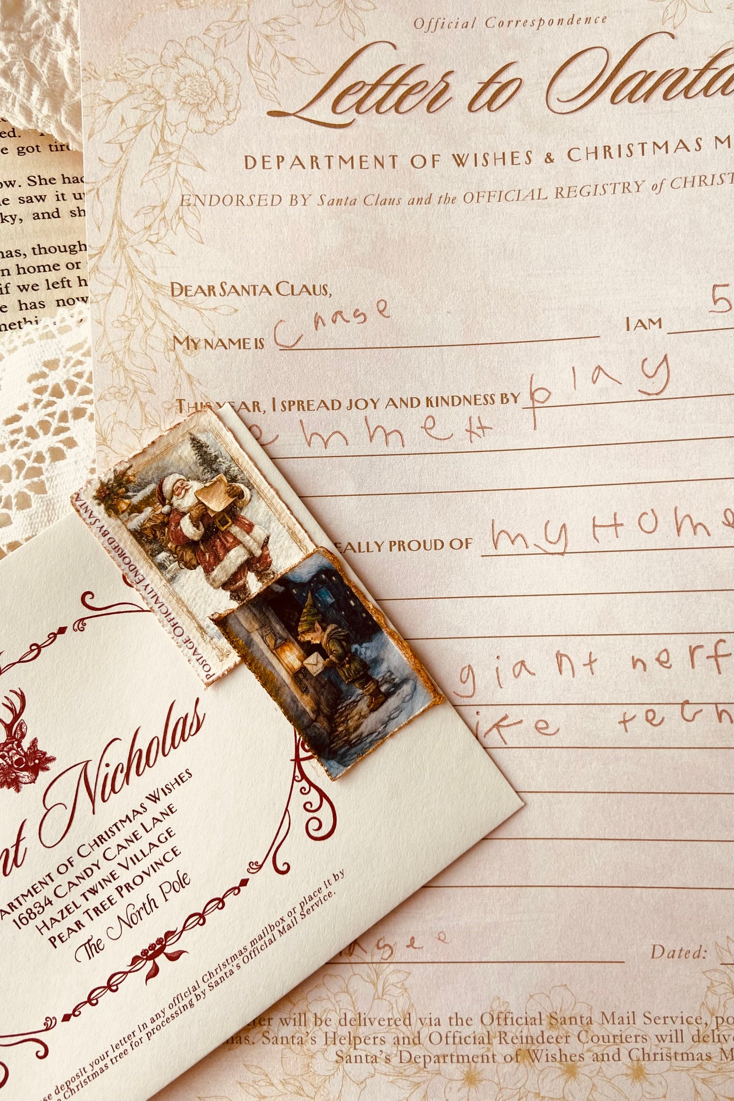 Write a Letter to Santa | Includes Envelope + Vintage Stamps