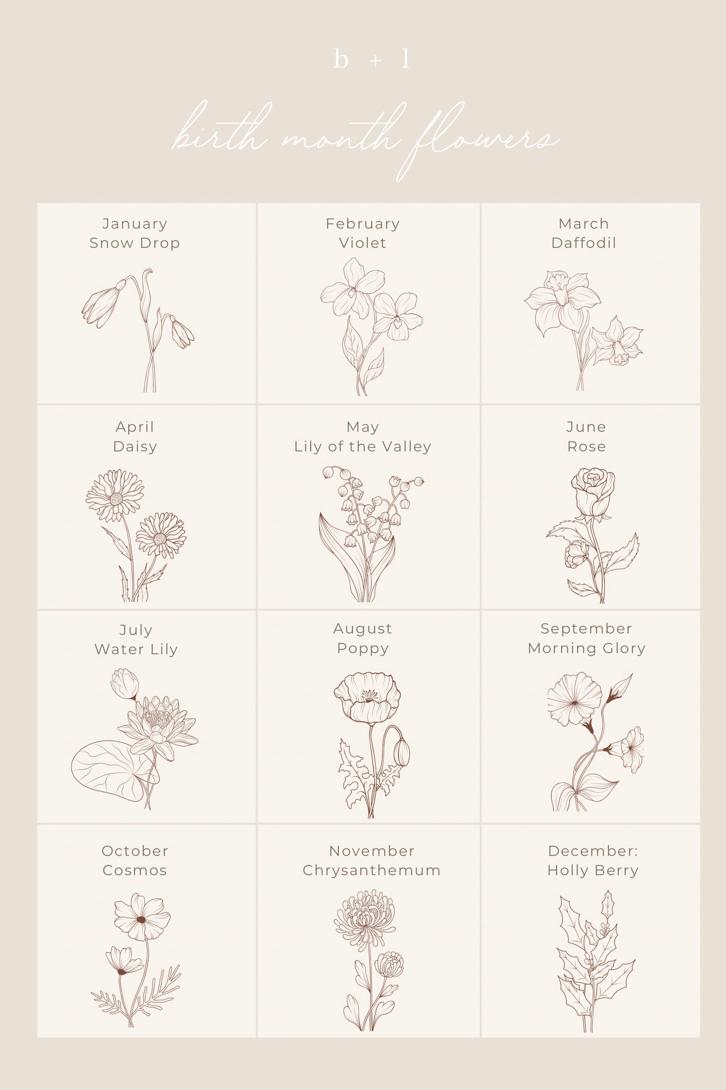 Zodiac & Birth Month Flower | Custom Print