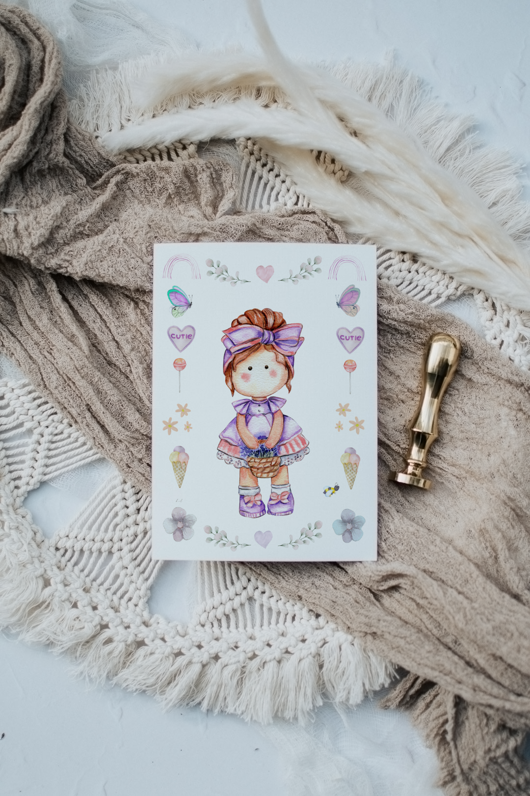 Russian Tilda Doll in Purple | Artisan Card