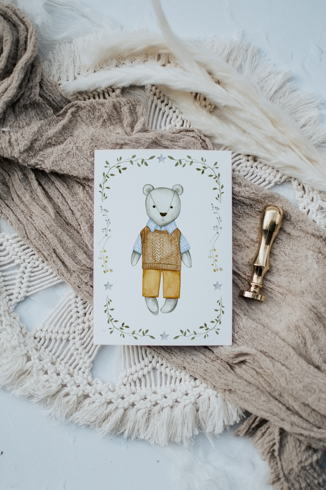 Grey Teddy Bear | Artisan Card