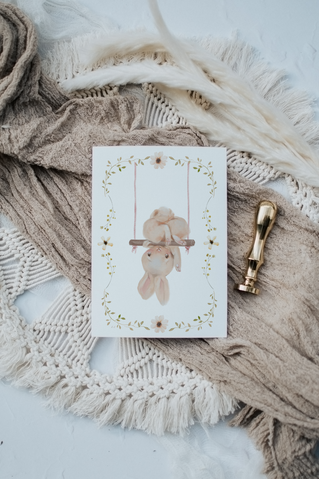 Bunny On Swing | Artisan Card